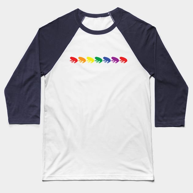 Colorful Frog Pride Rainbow Baseball T-Shirt by ellenhenryart